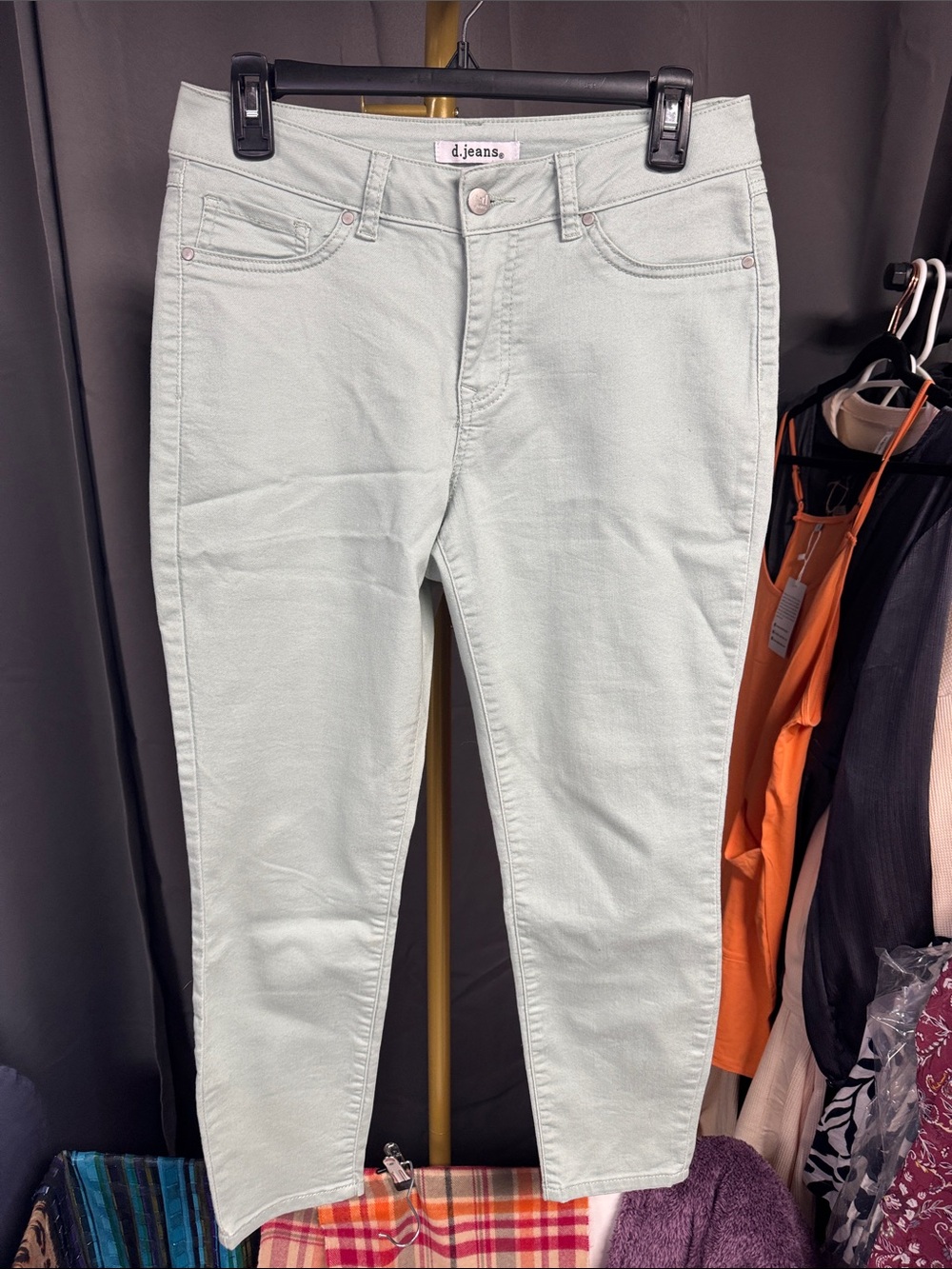 d. jeans Mint Green Cropped Slim Fit Jeans